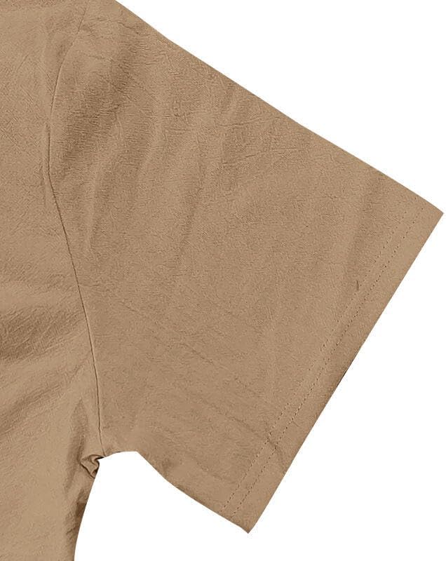 LIZALIG Men's Casual Linen Blend Shirt Short Sleeve Hooded Pullover 1/4 Button Henley Shirt for Vacation and Daily Wear - Image 5