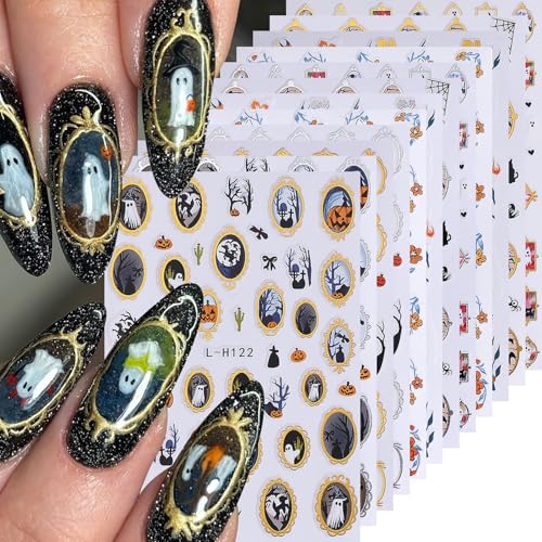 Halloween Nail Art Stickers Decals 12 Sheets Cute Ghost Flower