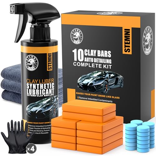 Stemni 10 Pack Car Clay Bar Kit Premium Grade Clay Bars Auto Detailing Clay Luber Synthetic Lubricant Car Wash Detailing Cleaning Kit for Car SUV RV Truck
