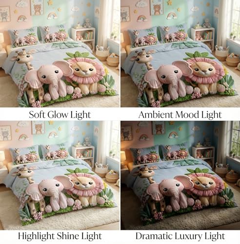 Image of HOMEKART Kids Cloud Cotton Bedsheet Double Bed | 210 TC Cartoon Printed Bedding Set with 2 Pillow Covers 7D| Soft, Wrinkle-Free | 108 x 108 Inches (Cute Jungle Animals)