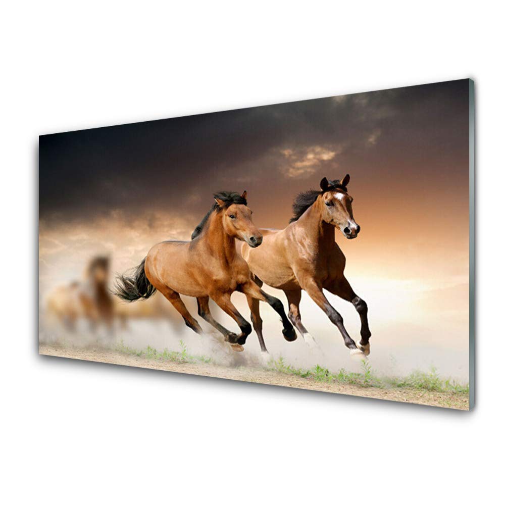 Impression sur verre acrylique Tulup 100x50 cm avec tableau de chevaux animaux pour déco murale