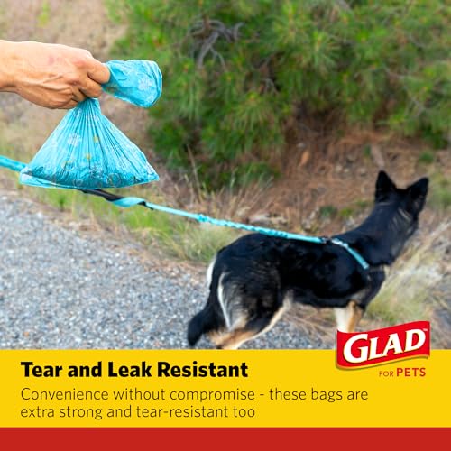 Image of Glad for Pets Scented Dog Waste Bags, Tear-Resistant Pet Poop Pick-up Bags with Leak Protection, Lemon Fresh Scent, Fun Multicolor Bag Designs, 6 Rolls, 90 Bags Total