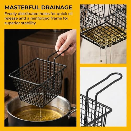 Cesta para Freidora MOPFOL con Manija, Estructura de Acero Inoxidable 304, Drenaje Eficiente de Aceite para Uso en Restaurantes y Cocinas Caseras, 12.5 cm miniatura 4