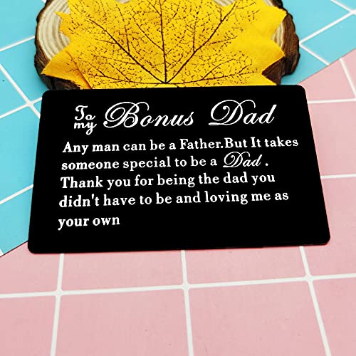 Stepdad Fathers Day Gift,Bonus Dad Wallet Card,Stepdad Engraved Wallet Card,Stepdad Stepfather Gift,Stepdaughter Stepson To Bonus Dad Birthday Christmas Card,Bonus Dad Gift For New Dad Father In Law #TOP1