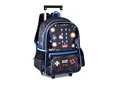 Mochila de Rodinhas Escolar Vídeo Game Game Start Azul