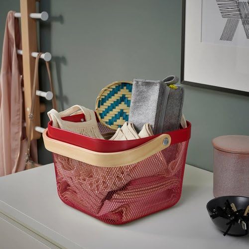 Amazon.co.jp: IKEA イケア バスケット ブライトレッド 25x26x18cm