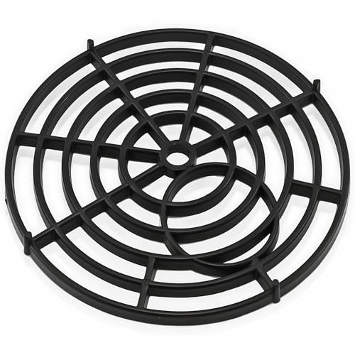 Lot de 2 grilles de vidange rondes noires en plastique de 175 mm – Protection robuste pour canalisations extérieures, terrasses, jardin, allées et systèmes d'eau de pluie – Housse de drainage durable