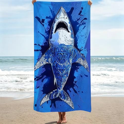 Drap de plage bleu anti-sable portable et léger 100x200