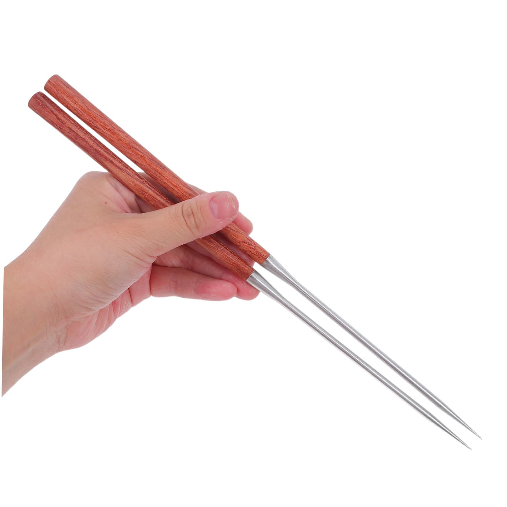 Bacchette per Sushi in Acciaio Inossidabile Impugnatura in Legno, Punta Appuntita per Precisione, Leggere e Riutilizzabili, per Mangiare e Lavoro