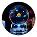 3D Crystal Ball with Solar System model and LED lamp Base, Clear 80mm (3.15 inch) Solar System Crystal Ball, Best Birthday Gift for Kids, Teacher of Physics, Girlfriend Gift, Classmates and Kids Gift