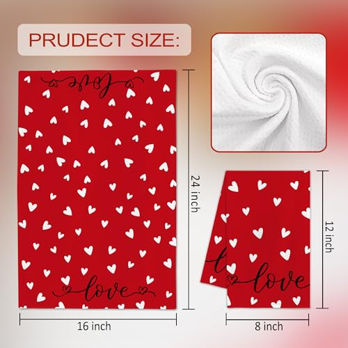 Image of FUTBU Valentines Day Kitchen Towels Set of 2, Red Heart Love Dish Towels 18x26 Inch Drying Dishcloth,Valentine Day Decorations for Home Housewarming Gifts Bathroom