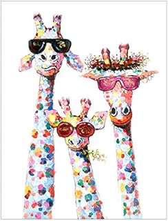 VEGCOO DIY Cross Stitching Kits Stamped Kit Cross-Stitching Counted Cross Stitch Giraffe 11CT Stamped Cross Stitch Kit 11CT Fabric Embroidery Crafts Kit for Home Giraffe Family 36*46CM