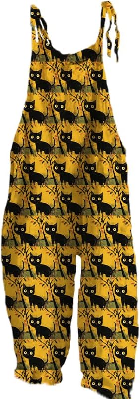 MARSVOVO Womens Overalls Plus Size Loose Fit Animal Print Sleeveless Jumpsuit Wide Leg Romper Casual Jumpsuits with Pockets