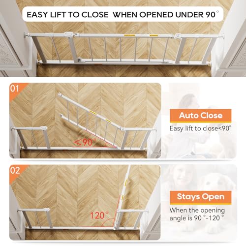 Image of BestPet 30 inchTall Dog Gate for Stairs & Doorways, Fits 28.5 inch-39.7 inch Wide Openings,Walk-Through Metal Pet Gate for Indoor Use,Adjustable Safety Gates for Pets,White