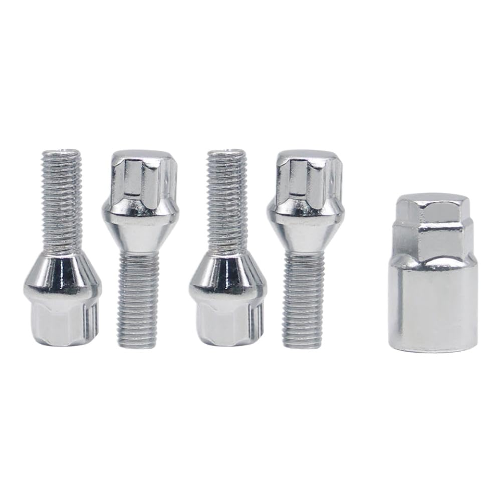 M12 X 1.5 4+1 Aluminium Wheel Locking Bolt Tyre Anti-Theft Screw Nut Compatible Models E30 E36 E46 E90 2003 2013 Aftermarket Replacement