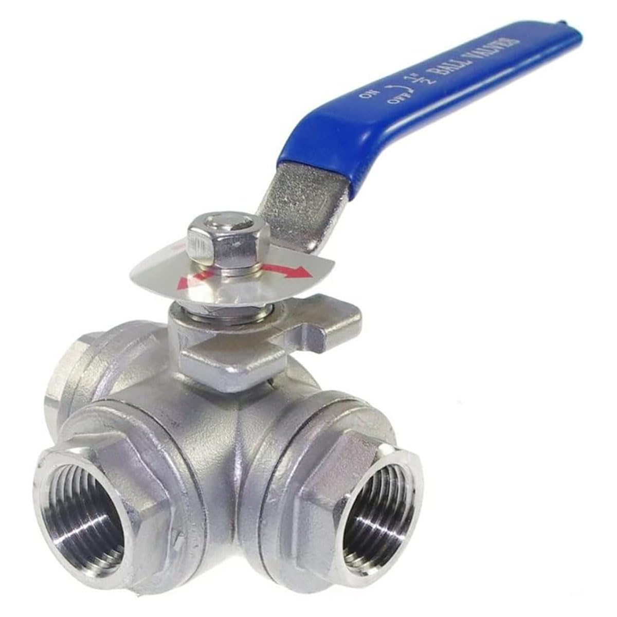 Robinet à bille 3 voies 3/4 T port en acier inox 304 femelle avec poignée