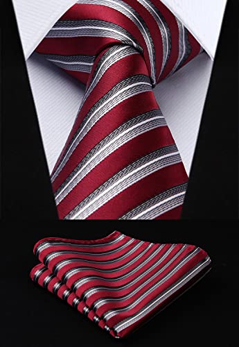 Image of HISDERN Mens Ties Extra Long Tie and Pocket Square Set 63 Inch XL Tie Pack Collection Present Box Necktie Lot 3 PCS