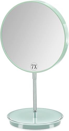 Miniatura 7 de Espejo de maquillaje con aumento 1x5x con soporte, espejo de mesa de escritorio de doble cara de 6 pulgadas, espejo cosmético de mesa de rotación de