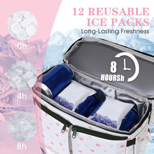 Image of Scothen Backpack Cooler with Double Decker & 12 Ice Packs- Keeps 36 Cans Cold for Up to 24 Hours- Waterproof & Leak Proof Insulated Cooler Backpack- Stylish Cooler Bookbag for Women Travel Work Beach