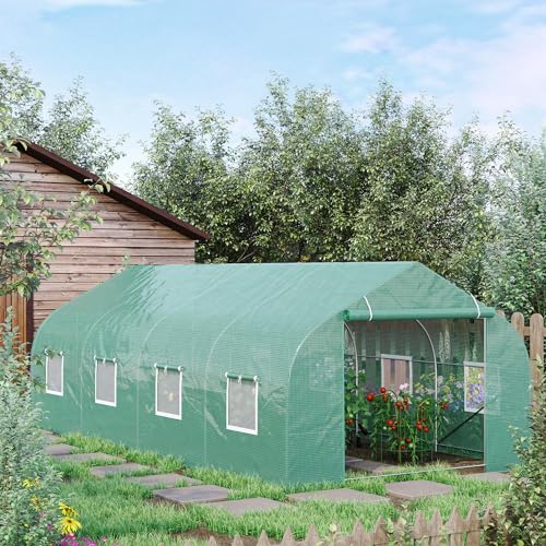 image for Outsunny 20' x 10' x 7' Outdoor Walk-in Greenhouse, Tunnel Green House