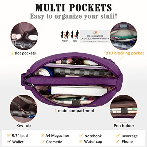 Image of VOLGANIK ROCK RFID Purses for Women Fabric Nylon Multi Pocket Crossbody Bag Ladies Travel Handbag