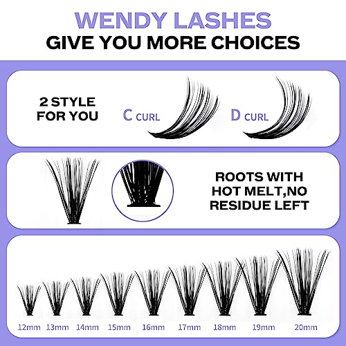 Individual Lashes Kit Cluster Lashes C Curl 0.07mm DIY Lash Extensions Kit 30D/40D Mixed 12-16mm Wide Stem Individual Lash Clusters Kit at Home(30D/40D-C-Cluster Eyelash Extensions Kit) - Image 3