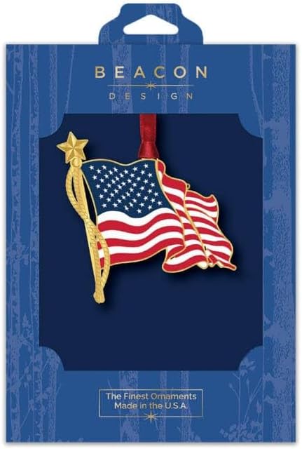 Beacon Design American Flag Hanging Ornament Patriotic Decoration Perfect for Christmas Tree Home Decor or Fourth of July Celebration Gift