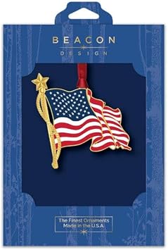 Beacon Design American Flag Hanging Ornament Patriotic Decoration Perfect for Christmas Tree Home Decor or Fourth of July Celebration Gift