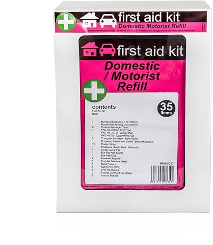 Domestic Motorist First Aid Kit. Refill. 35 items