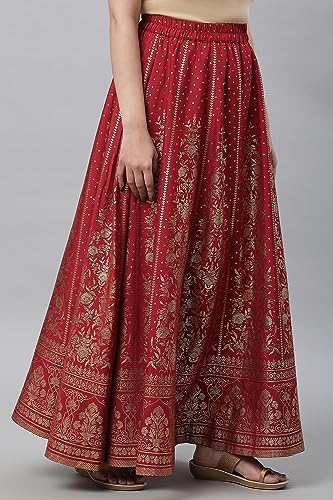 Image of Aurelia Women Polyester Printed Strechable Maxi Skirt | Ankle Length Skirt