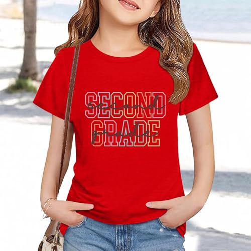 Toddler Kids Back to School Shirt Youth Boys Girls First Day of Preschool Tshirts Children Cute (b-Red, 4-5 Years)4
