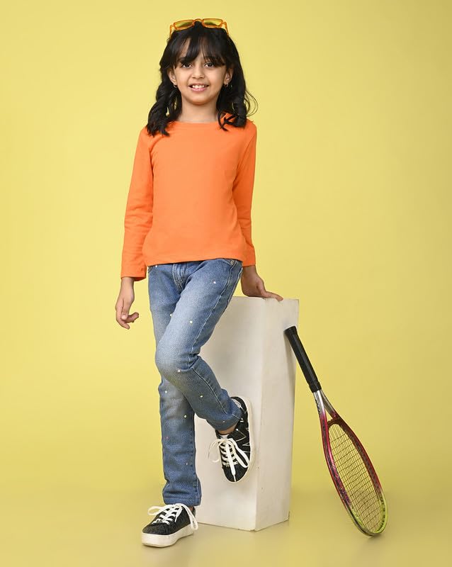Image of Nusyl Girl's Solid Regular Fit T-Shirt