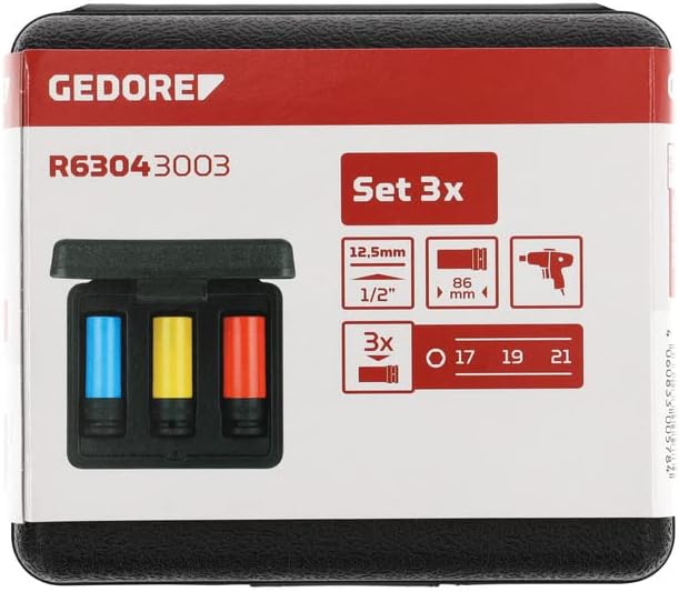 GEDORE R63043003 RED Impact Screwdriver Socket Set 1/2 3pcs