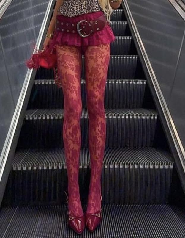 Image of Vintage 60s Printed Funky Tights for Women Y2K Tie Dye Mesh Pantyhose Skinny Body Shaping Leggings Streetwear