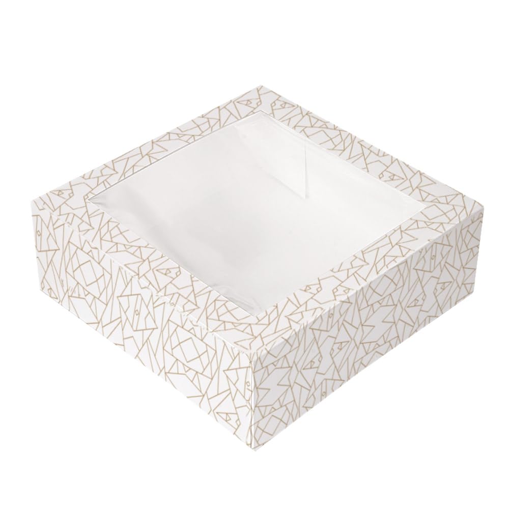 50 pezzi - Scatole per pasticceria con finestra 'Thepack' 250 g/M2 + Opp 28 x 28 x 10 cm bianco cartone ondulato Nano-Micro