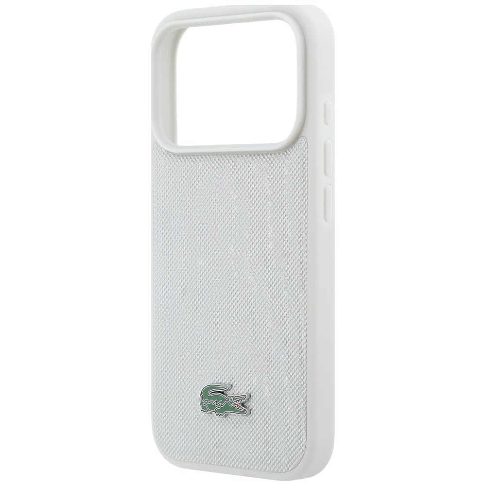 CG MOBILE Lacoste Petit Pique lakierowane logo kompatybilne z MagSafe etui do iPhone 17 Pro (jasnoszare)