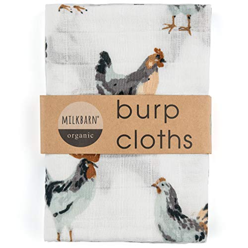 Milkbarn Organic Cotton Burp Cloths (2 pack) (Chicken), Medium - Thumbnail 2