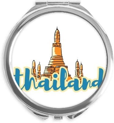 Thailand Wat Haw Pha Kaew Illustration Hand Compact Mirror Round Portable Pocket Glass