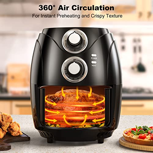 Willz Small Compact Electric Air Fryer Oil Free Quick Cook With Time & Temperature Control & Auto Shut Off Feature, Non-Stick Air Fry Basket, 2.6 Quart, 1200W, Black #TOP4