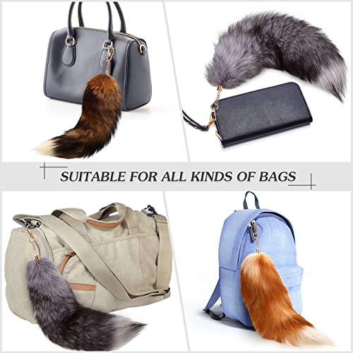 Fox Tails 3 Pcs Huge Fluffy Real Furry Multicolored Fox Tail Keychain Accessories Animal Tail For Handbag Key Chain Tassels() #TOP4
