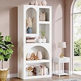 Tribesigns 70.87' Tall Geometric Bookshelf, White Arched Bookcase with 5 Irregular Storage Shelves, Modern Open Art Decor Display Shelf Free-Standing for Living Room, Bedroom, Closet