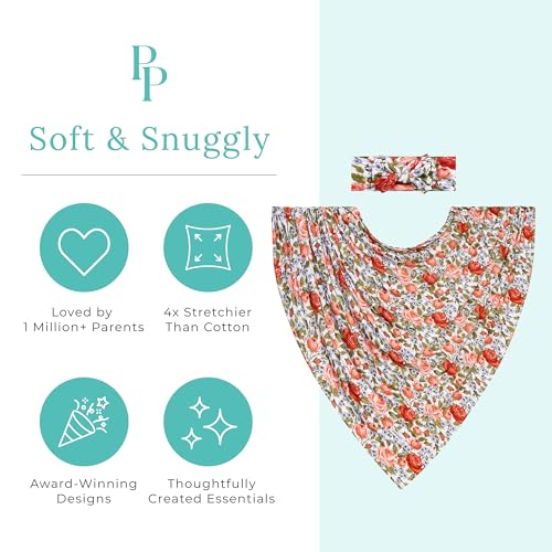 Image of Posh Peanut Swaddle Blanket + Headband Set - Soft Newborn Swaddle Doubles As a Stroller, Receiving Blanket, and Nursing Cover - Matching Baby Swaddles & Headbands for Everyday