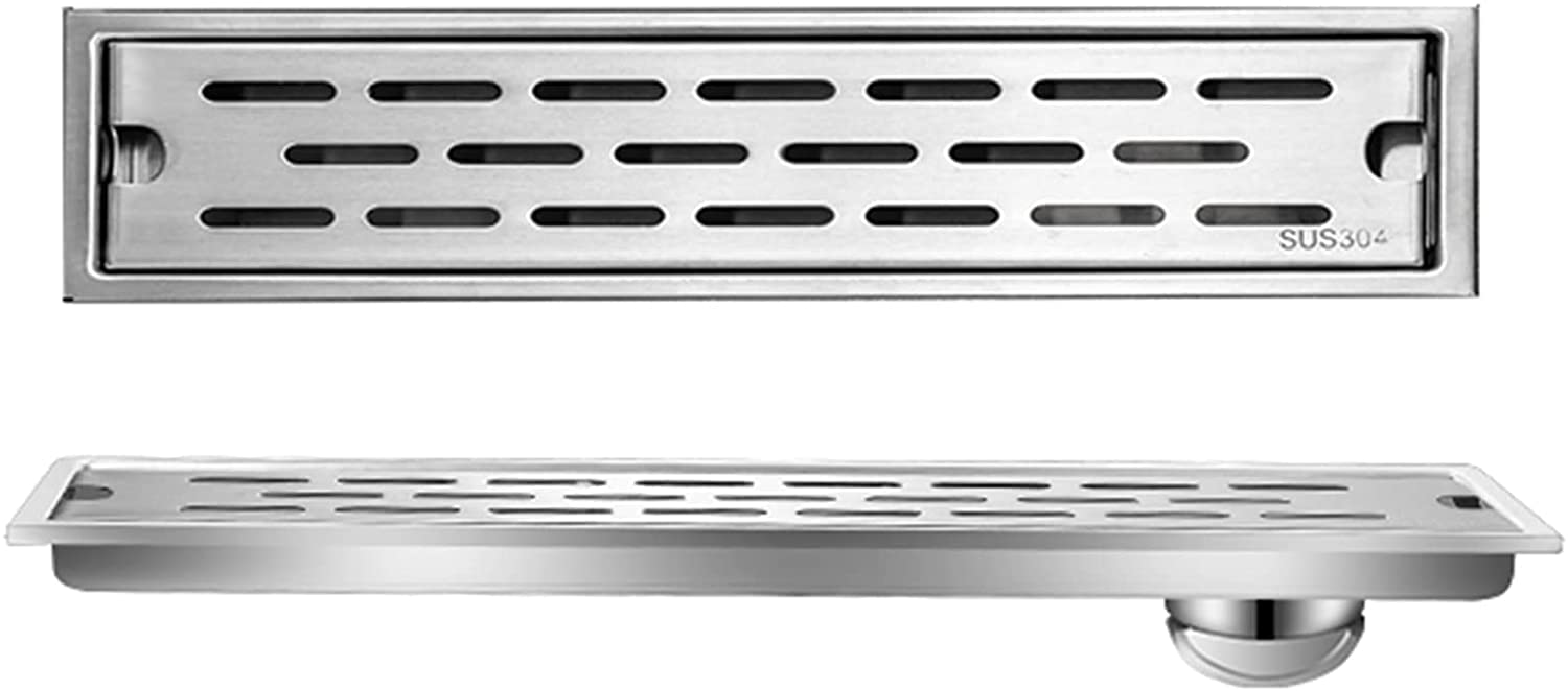 GLJTUO Linear Floor Shower Drain Linear Shower Drain, Stainless Steel Shower Drain with Hair Strainer, Removable Rectangular Pattern Grate, Floor Drain for Bathroom Kitchen,B-50cm