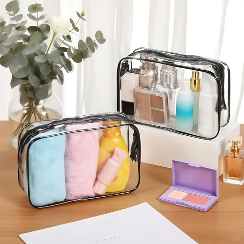100 Pcs Clear Makeup Bags Bulk Tsa Approved Toiletry Bag for Travel Transparent Cosmetic Bag PVC Waterproof Travel Small Pouches with Zipper for Men and Women (Black)3