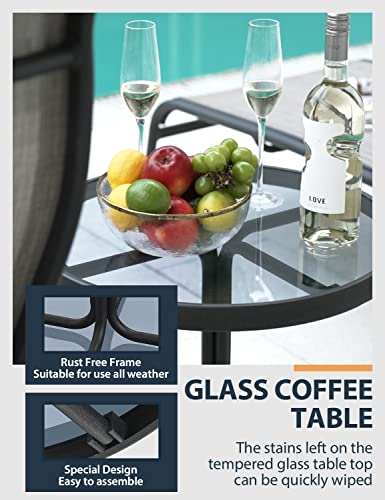 Happatio Patio Chaise Lounge Set 3 Pieces,Patio Lounge Chair With Glass Coffee Table,Pool Lounge Chair With Breathable Textilene Fabric,Patio Chaise Lounge Chair For Patio Backyard Poolside(Gray) #TOP5