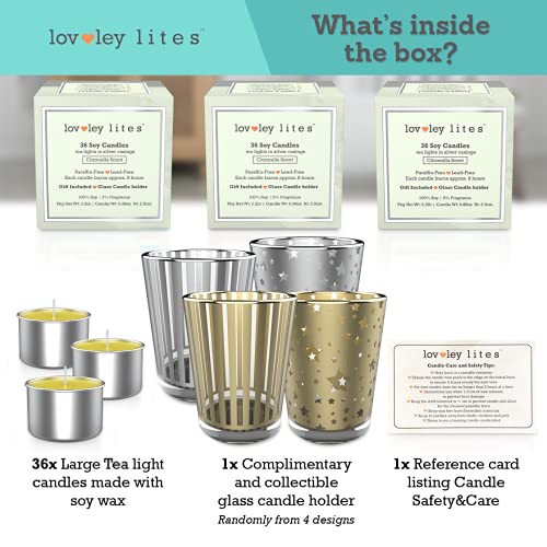 Lovley Lites Soy Tealight Candles Citronella - 36 Premium 1 Inch Tall Citronella Tea Lights Candles For Outdoor To Deter Mosquitos And Bugs #TOP3
