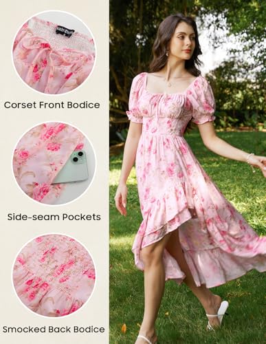 Image of Scarlet Darkness Corset Dresses for Women Summer 2026 Floral Wedding Guest Chiffon Sundress