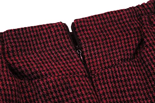 Image of IDEALSANXUN Women's Fall Winter High Waisted Wool Plaid A-line Long Skirt