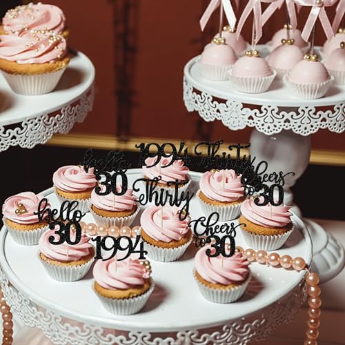 24 pezzi 30 compleanno Cupcake Toppers Glitter