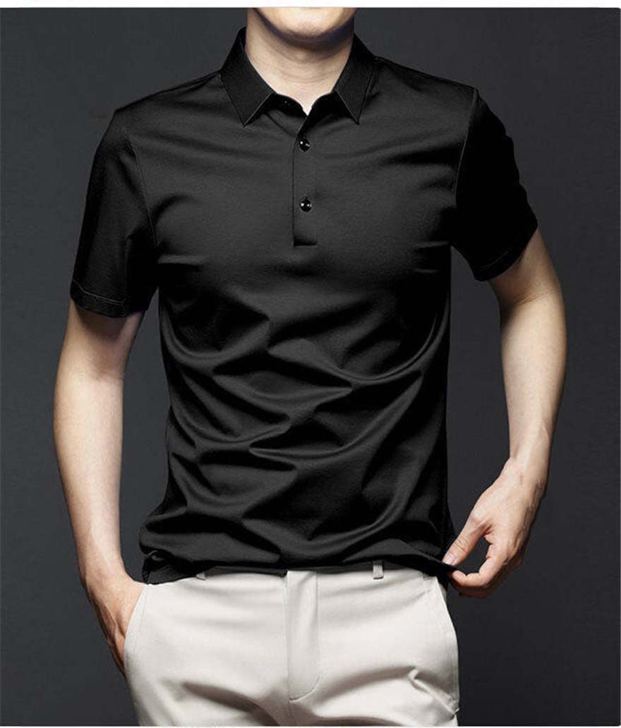 Dninmim Polo de manga corta de algodón de seda de hielo para hombre, talla grande, transpirable, informal, para negocios